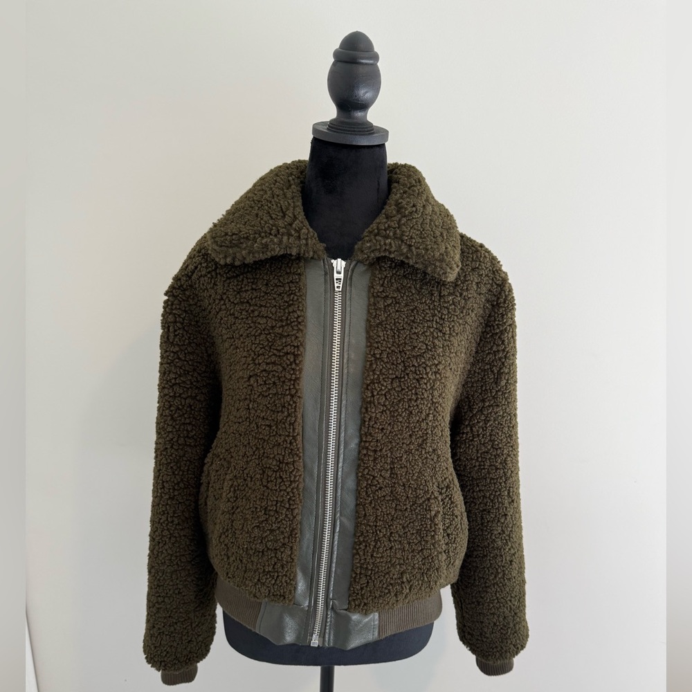 Blank NYC Faux Fur Jacket - Size S, Dark Matcha